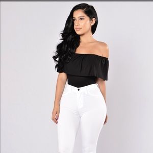 Fashion nova black off the shoulder bodysuit